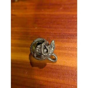 Vintage Serpent Wrapped Amulet Pendant with Green Gemstone